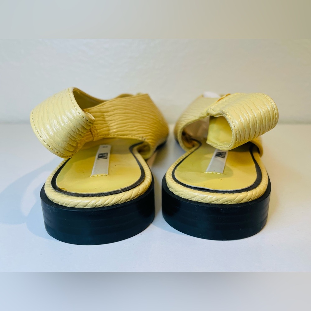 Zara Yellow Pointed Toe Slingback Low Heel Textured Flats Size 7.5 (EU 38) - Picture 6 of 11
